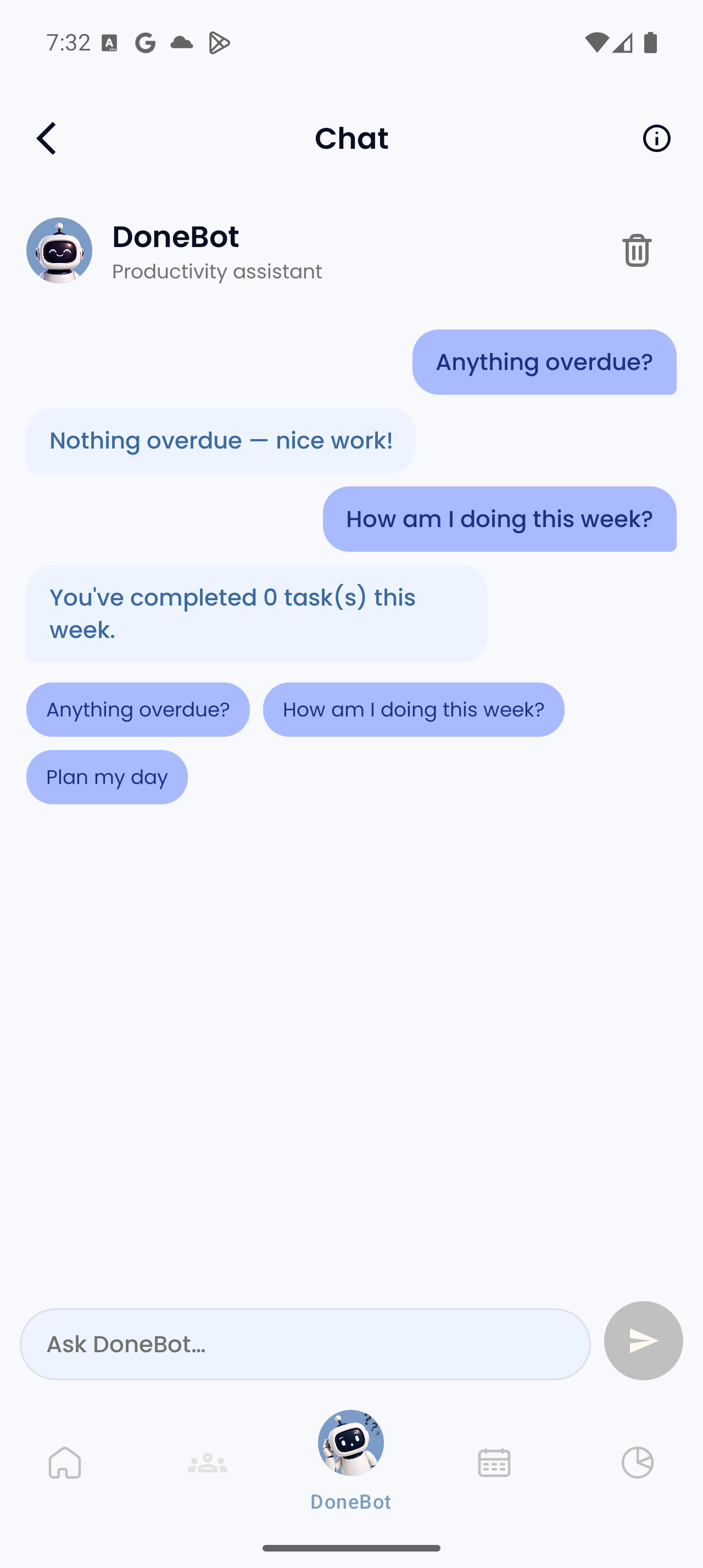 DoneBot AI chat